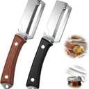2 Pack Multi Functional Vegetable Peeler with Bottle Opener and Wooden Handle 2-in-1 Stainless Steel Blade Peelers for Kitchen Potato Apple kiwi Fruit Cucumber Papaya Carrot Veggie Peeler