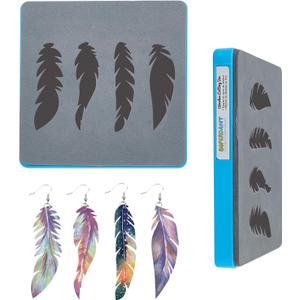 SUPERDANT Leather Feather Earrings Cutting Dies 4 Shapes Layered Earrings Wooden Die Cutting DIY Craft Die Cuts Faux Leather Die Cutter Machine for Women Jewelry Boho Dangle Earring Gifts