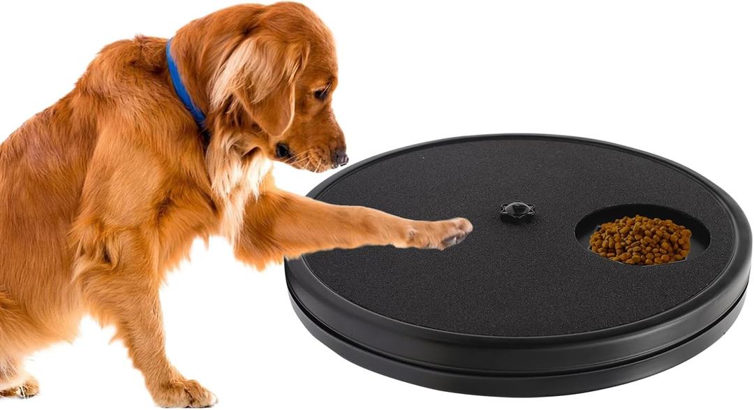 3 in 1 Rotatable Round Dog Scratch Board with Food Storage Compartment Box Nail Grinder Claw Care, Stress-Free Scratch Pad (Black)