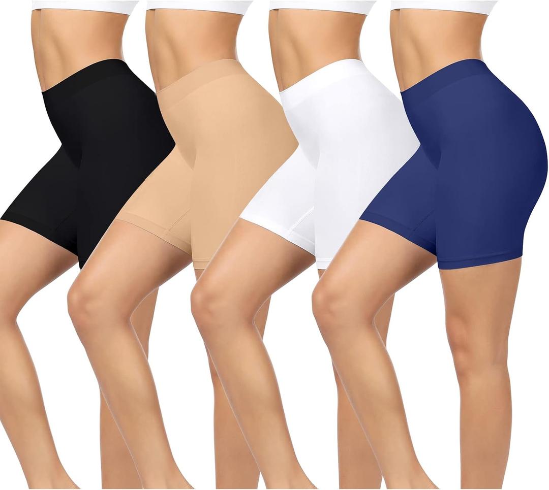 BESTENA 4 Pack Slip Shorts for Under Dress Seamless Smooth Boyshorts Panties Boxer Briefs for Women 2XL