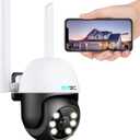 Security Camera Outdoor, Pan Tilt Dome WiFi IP Camera with Auto Tracking, 1080P Color Night Vision, 2-Way Audio, Humanoid Detection, Waterproof, 24/7 Recording, SD Card Storage, Remote Access