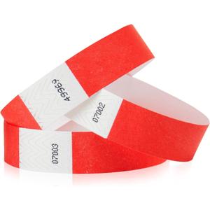 2,000 WristCo Neon Red Tyvek Wristbands for Events - Tamper-Proof Design & Fluorescent Color Prevent Reuse Premium-Grade Bracelets for Hospital & Medical ID, Party & VIP Identification