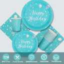 175PCS Teal Party Decorations Teal Birthday Plates and Napkins Party Supplies Includes Disposable Paper Plates and Napkins, Cups, and Plastic Silverware for Birthday, Baby Shower, Serve 25 Guests