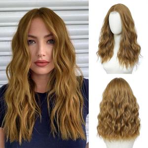 Honey Blonde Wig 18 Inch Medium Length Wigs for Women Middle Part Synthetic Hair Wavy Wig with Upgraded Strands,Natural Hair Wigs for Daily Party/Halloween Use 18Inch,Honey Blonde
