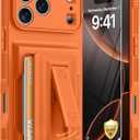 GIVELOT for iPhone 17 Pro Max Case with Card Holder4-5 Cards[9H Screen Protector ][Full Camera Protection][RFID Blocking][Hidden Kickstand]Rugged Heavy Duty Wallet Case for iPhone 17 Pro Max, Orange