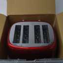 Roter Mond 4 Slice Toaster Retro Stainless Steel with Bagel Defrost Cancel Function, 6 Browning Settings, Extre Wide Slot and Removable Crumb Tray, Red, ST033