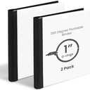 Tashkummy 360° Pivotable 3 Ring Binder, Foldable Binders 1 inch 2 Pack, Thin Small Three Ring Binder Fits 8.5" x 11", for Home, School and Office Binders Supplies - White