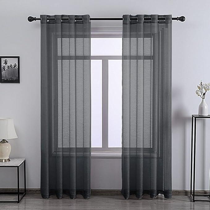 DONREN Curtains 84 Inch Length for Girls Bedroom - Set of 2 Panels Grommet Window Sheer Voile Drapes for Kids Living Room,W 52 x L 84 Inches Long