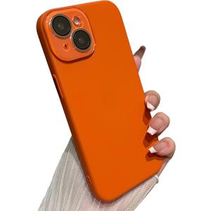 Caseative for iPhone 14 Case,Solid Color Full Camera Lens Protection Phone Case (Orange)