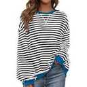 Toddler Girl Sweatshirt Long Sleeve Striped Pullover Top Fall Winter Outfits 1-5T -Blue Black 2-3Y