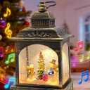 Snowman Christmas Decorations Snow Globes Lantern Lighted Water Swirling Glitter, with Stars Projection/Music, Christmas Decorations Indoor - USB/Battery Operated-Snow Globe for Kids Adults
