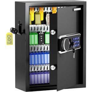 KornerBatl Heavy Duty 103 Position Electronic Key Lock Box with Anti-Theft Deposit Key Slot & Key Out Tags, Key Box Wall Mount with Code for Home Office