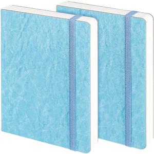 Funto Watercolor Journal, 7.5x5, 2 Packs, 44 Pages Each, Cold-Pressed 100% Cotton, Pearlescent PU Leather Blue Cover, Art Supplies for Mixed Media