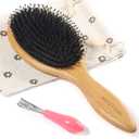 BESTOOL Hair Brush, Boar Bristle Hair Brushes for Women men Kid, Boar & Nylon Bristle Brush for Wet/Dry Hair Smoothing Massaging Detangling, Everyday Brush Enhance Shine & Health (Round) (Natural)