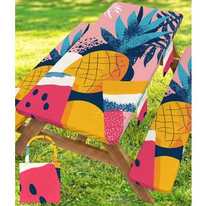 Picnic Table Cover with Bench Covers Waterproof Fitted Table Cloth Tablecover Camper Camp Camping Essentials Outdoor Beach Summer River Water Motorhome Trailer Road Trip Tent Rv Car Travel Activities