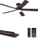 Ayaoty 46" Ceiling Fans with Lights and Remote - Flush Mount Ceiling Fan Light with ABS Blades and 3CCT Dimmable, Reversible, Low Profile Fan Light for Indoor Modern Bedroom, Kitchen, Brown