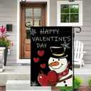 DLZDN Happy Valentines Day Snowman Love Heart Garden Flag 1218 Inch Double Side Vertical Burlap Farmhouse Yard Sign Holiday Outdoor Decoration