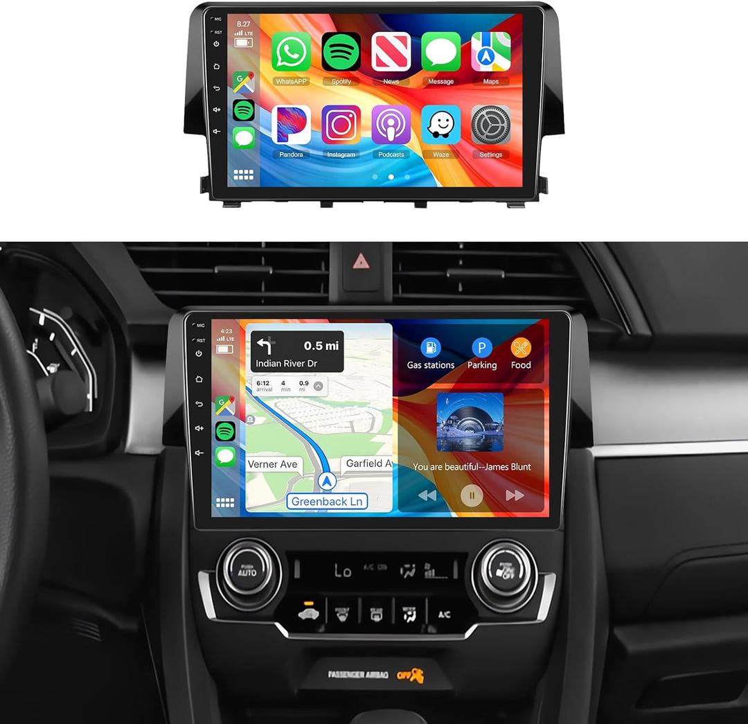 2G+64G for Honda Civic 2016-2020 Radio,Android 13 Build-in DSP EQ Car Stereo with 5.0Bluetooth,Wireless Carplay Android Auto,9inch IPS Touch Screen,IP69k Backup Camera,26UIs,GPS Chip,FM/RDS