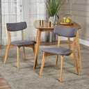Christopher Knight Home Abrielle Mid-Century Modern Fabric Dining Chairs with Natural Oak Finished Rubberwood Frame, 2-Pcs Set, Dark Grey / Natural Oak