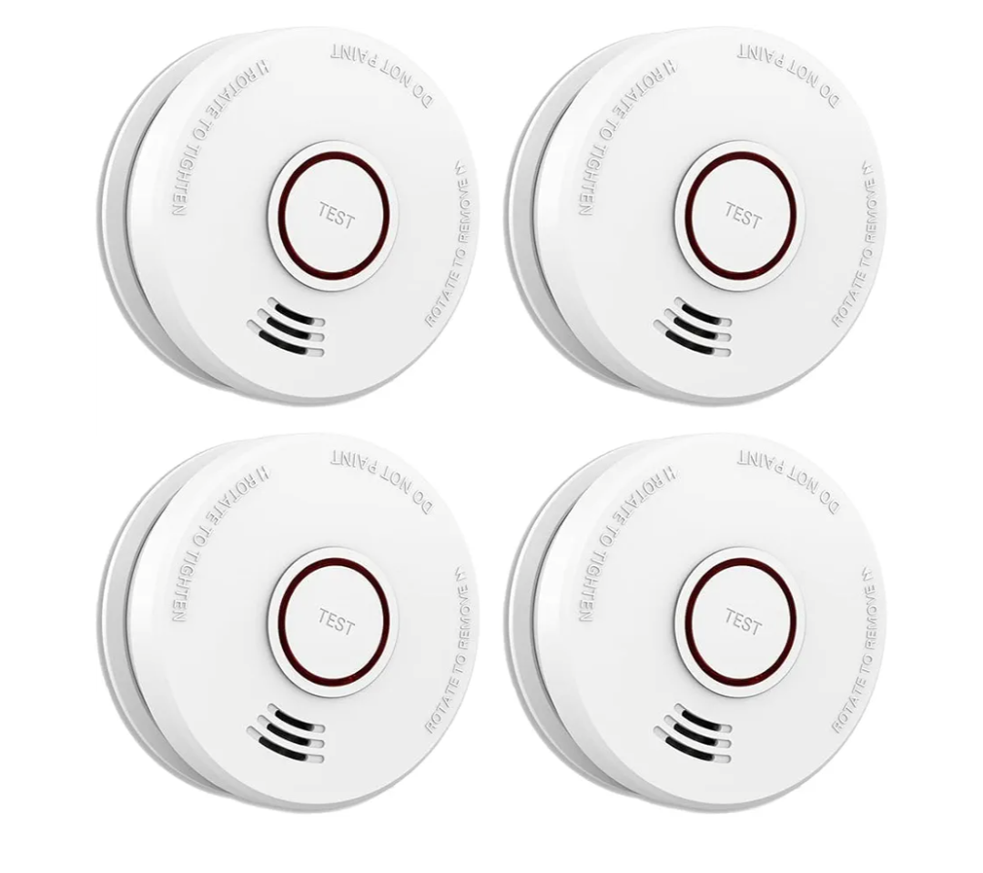 4 Pack Smoke Detector Fire Alarms 9V Battery Operated Photoelectric Sensor Smoke Alarms Easy to Install with Light Sound Warning, Test Button,9V Battery Included Fire Safety for Home