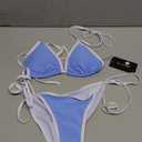 Suvimuga Women Two Piece Swimsuit Color Block Swimwear Halter String Triangle Bikini Sets.S