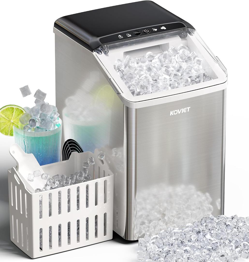 KOVIET Nugget Ice Maker Countertop, 42lbs/24H Pebble Ice Maker with Soft Chewable Ice, One-Click Operation Ice Machine with Self-Cleaning, for Home, Kitchen, Office