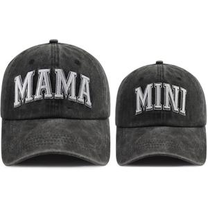 Funny Embroidered Mama and Mini Hat for Mom Kid, Adjustable Matching Parent-Child Baseball Cap Set of 2 (One Size)