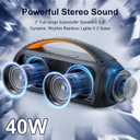 Portable Bluetooth Speaker, Loud Boombox Speaker with Subwoofer, Powerful Deep Bass Stereo Sound, IP65 Waterproof, Wireless Outdoor Speaker for Camping, Beach, Party, Support TWS/USB/TF Card/AUX