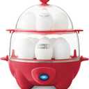 DASH Deluxe Rapid Egg Cooker for Hard Boiled, Poached, Scrambled Eggs, Omelets, Steamed Vegetables, Dumplings & More, 12 capacity, with Auto Shut Off Feature - Red 