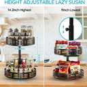 2 Tier Lazy Susan Organizer - 360 Rotating Spice Rack, Adjustable Industrial Spinning Spice Holder, Versatile Countertop Organizer for Cabinet, Pantry, Kitchen, Dining Table, Bathroom and Vanity