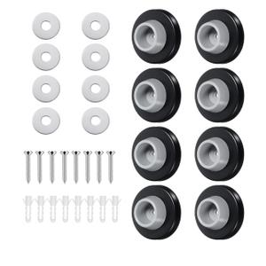 8PCS Heavy-Duty Stainless Steel & Rubber Wall-Mounted Door Stoppers – Black & Gray Universal Door Bumpers for Wall Protection – Easy Install Anti-Slam Stopper (2.25” x 1”)