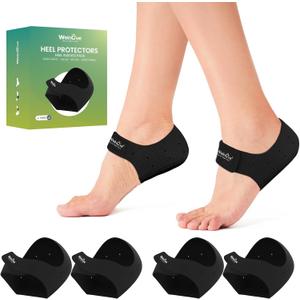 Plantar Fasciitis Gel Heel Protectors - (2 Pairs) Welnove Heel Cups for Women Men Heels Spur Pain Relief - Heel Inserts Pads for Achilles Tendonitis Dry Cracked Heel Support Cushion (Size L)