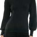 Nanette Nanette Lepore Womens Lurex Rib Sleeve Pullover Sweater (Black, S)