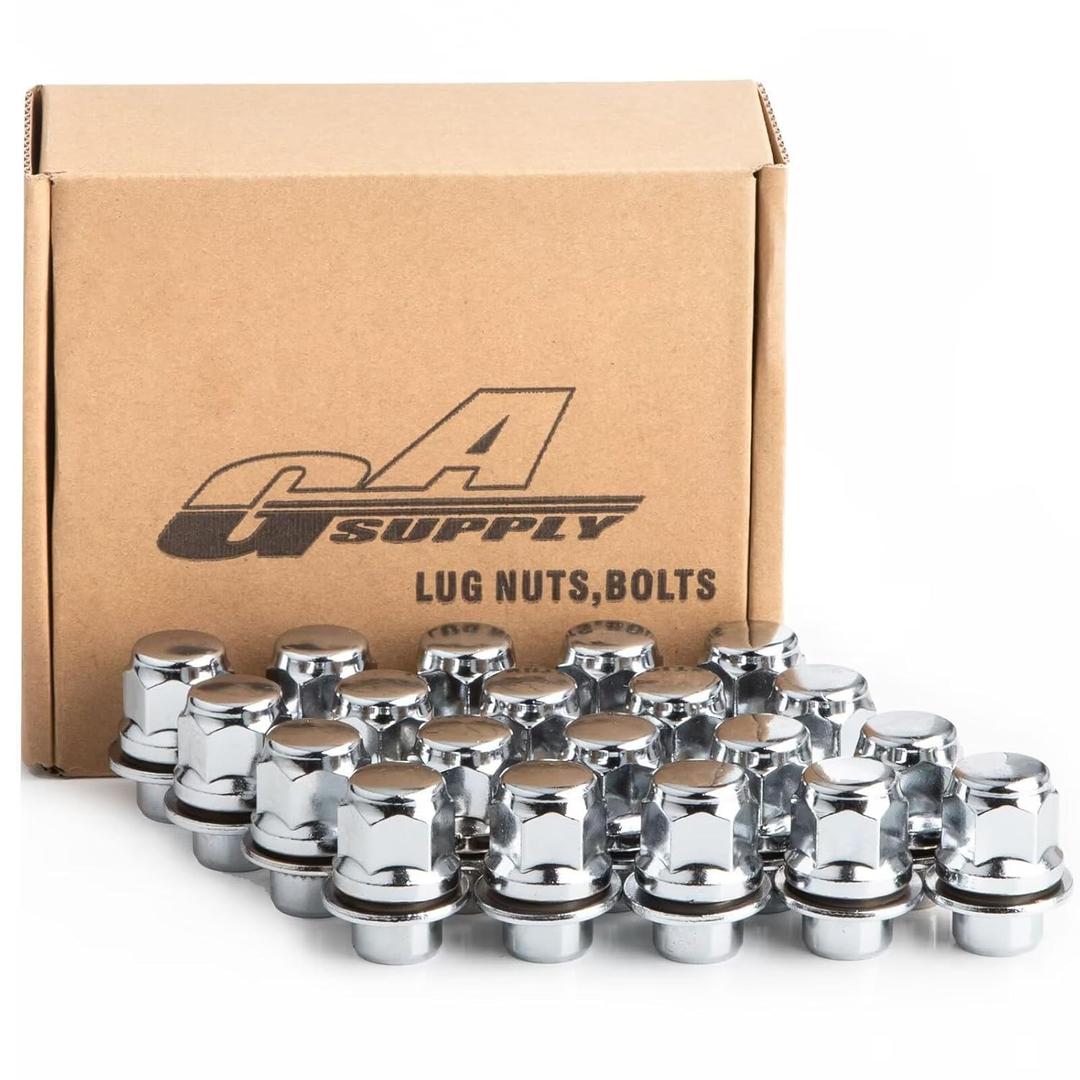 GAsupply M12x1.25 Lug Nuts, 20pcs OEM Factory Style Mag Seat 12mmx1.25 Wheel Lug Nuts, 13/16" 21mm Hex, 1.46 Inch 37mm Length (Silver)
