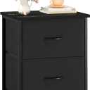 Somdot Nightstand, Small Dresser for Bedroom with 2 Drawers, Bedside Table Night Stand End Table with Fabric Bins for Bedroom Kids Closet Dorm Guest Room, Black