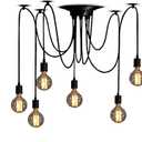 Spider Light Chandelier Spider Pendant Light Fixture Edison Chandelier 6 arms Vintage Industrial Steampunk Hanging Ceiling Multi DIY (6Arms with 47in light cord)