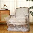 Abbylike 4 Pcs Plastic Furniture Covers Extra Large Recliner Armchair Patio Chair Covers Clear 65 x 42 x 34 Inch Waterproof Dust Proof Swivel Lounge Rocking Chair Protectors for Moving Storage