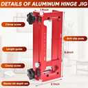 Door Hinge Jig, Aluminum Alloy Adjustable Door Hinge Router Template Fits Door Hinges from 2.5 to 5 Length and Types of Square Corner Types, Radius 1/4 or Radius 5/8 with Chisel