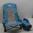 Oileus Folding Portable Beach Chair, High-Back Low-Seat Lightweight Chair for Beach Tents, Shelters, and Camping, Full Mesh Backrest | Cup Holder | Storage Bag | Carrying Bag | 2 Armrests