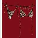 Trendy Bikini Poster Cherry Red Leopard Wall Art Coquette Girly Room Decor Summer Cool Canvas Funky Retro Cheetah Prints Pictures for Dorm Apartment Home Aesthetic 12x16inch Unframed, Set of 5