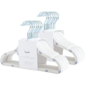3 Sprouts Velvet Baby Hangers - Non-Slip Hangers for Infant and Toddler Clothes - Slim Space-Saving Design with Nordic Colors for Nursery - 30 Pack - Blueberry & Cream
