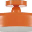VILUXY Vintage Semi-Flush Mount Ceiling Light Fixture Orange Brush Paint Finish Round Ceiling Lamps for Bedroom, Dining Room, Corridor, Living Room