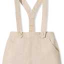Volunboy Baby Boy Suspenders Shorts Toddler Cotton Linen Shorts with Bowtie Infant Gentlemen Formal Outfits (18-24 Months, Khaki)