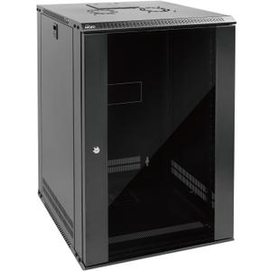Tecmojo 18U Wall Mount Rack Network Cabinet for 19" IT Equipment,with Lockable Glass Door and Side Panels,Cooling Fan,Black,17.7inch Depth for AV/Computer/Electronics Equipment Data Rack