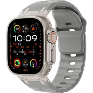 Sport Bands for Apple Watch Ultra 3 2 1, Size: 49 46 45 44 42mm (6.5‘’-8.3‘’), Women Men,Rugged Wide Silicone Waterproof Wristbands with Metal Adapter Strap