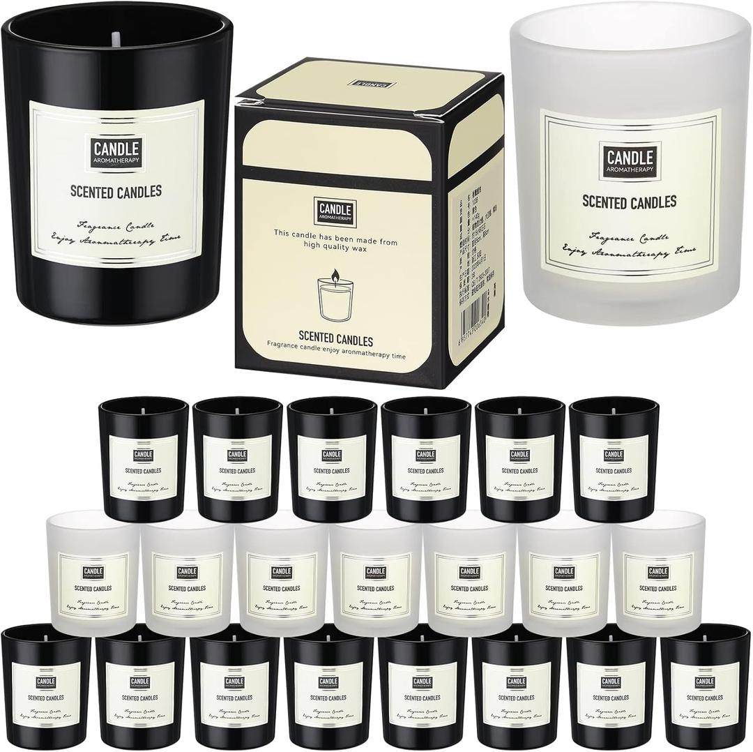 MTLEE 24 Pcs Candles for Home Scented Mother`s Day Gifts for Women Bulk 8 Long Lasting Aromatherapy Jar Soy Wax Candle for Employee Teacher(Elegant Style,Fresh Scent)
