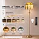 Victorian Floor Lamp with Olive Green Tassel Shade & Remote Control