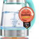 Speed-Boil Water Electric Kettle, 1.7L 1500W, Coffee & Tea Kettle Borosilicate Glass, Water Boiler, Auto Shut-Off, Cool Touch Handle, Base Detachable, LED. 360° Rotation, Boil Dry Protection (Aqua)