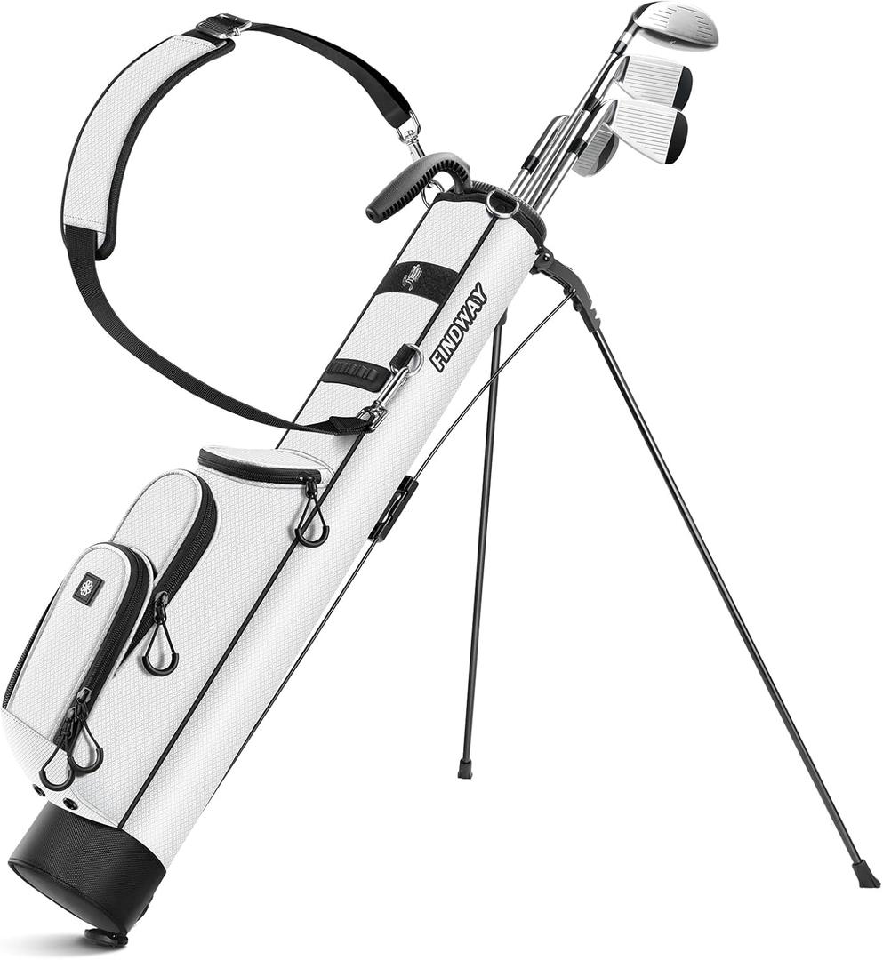 Findway Golf Stand Bag, [Upgraded Generous Space] Small Golf Bag for Driving Range, Par 3 & Executive Courses, Lightweight Sunday Golf Club Carry Bag with 3 Pockets