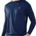 NORTHYARD Men's Sun Protection UPF 50+ Shirts Long Sleeve Swim Rash Guard Shirt Workout Running Athletic Gym UV Fish Hiking (X-Large, Navy)